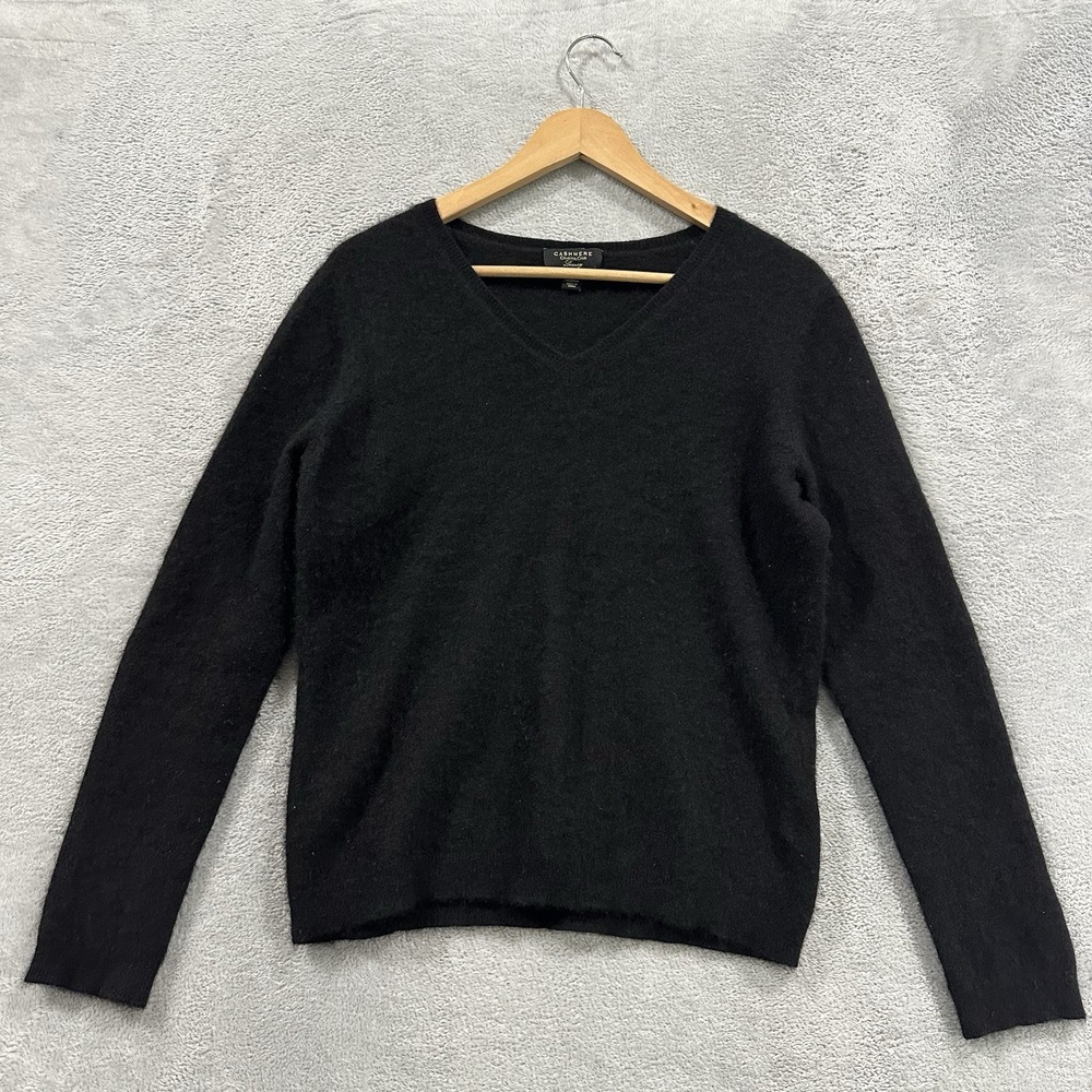 Cashmere Charter Club VNeck Sweater Unisex XL Black Cashmere Luxury Old Money